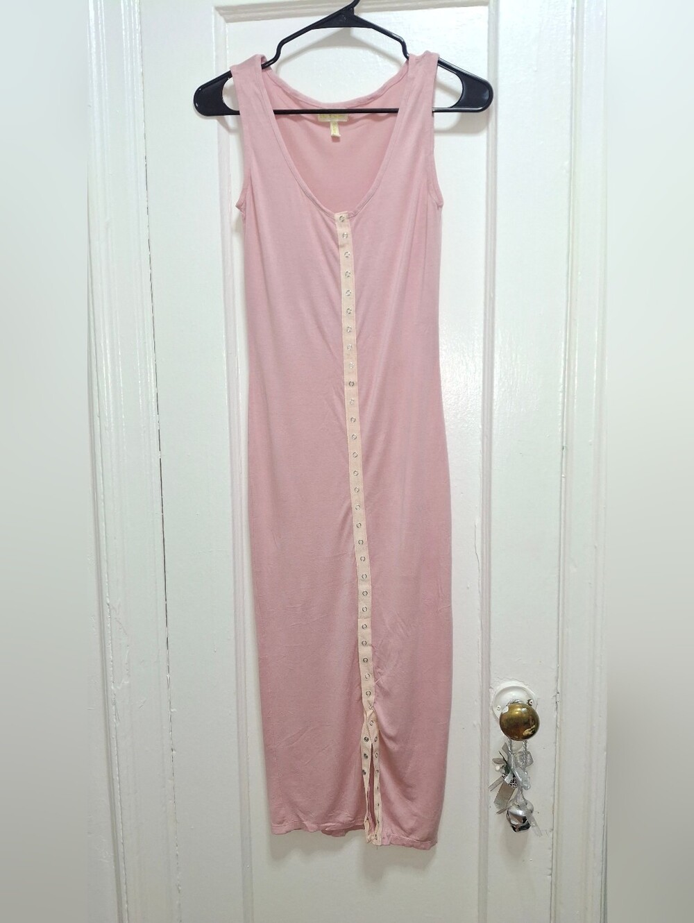 ICY Fashion Pink Sleeveless Snap Front Maxi Dress Size L Rayon Blend